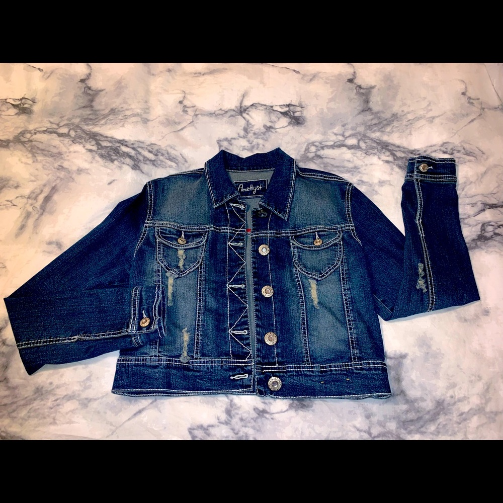 Amethysts Distressed denim jacket